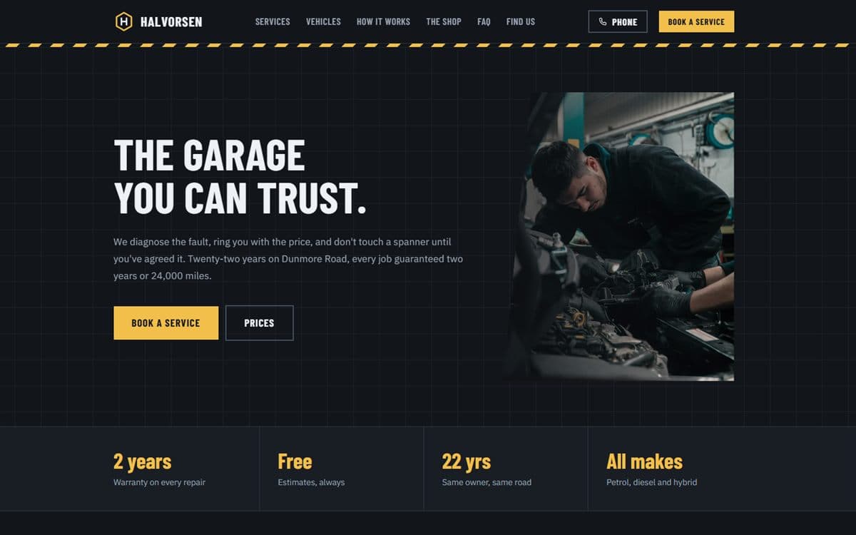 The auto repair site we built
