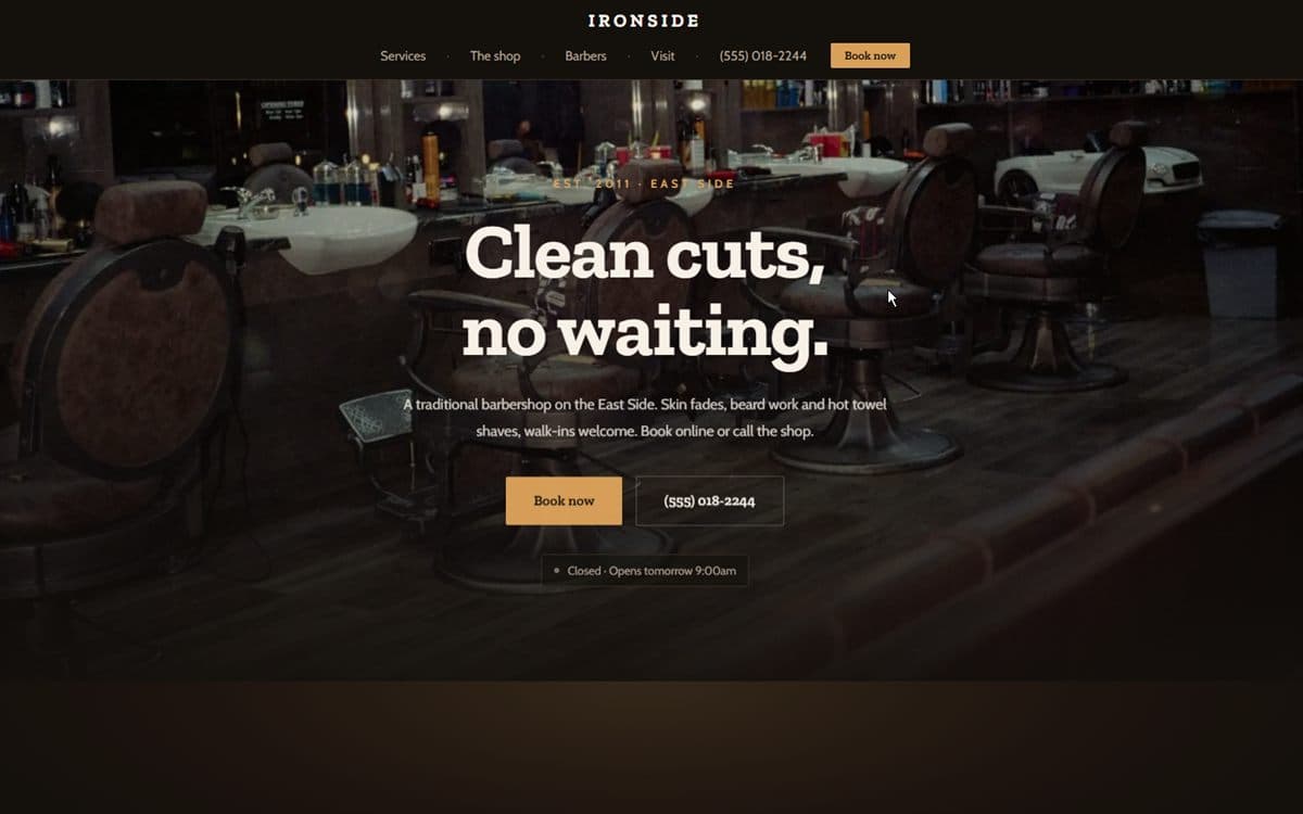 The barbershop site we built